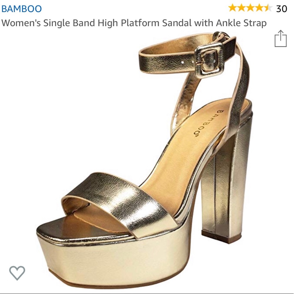 Platform Gold Heels Bamboo - Never Worn! Size 7.5